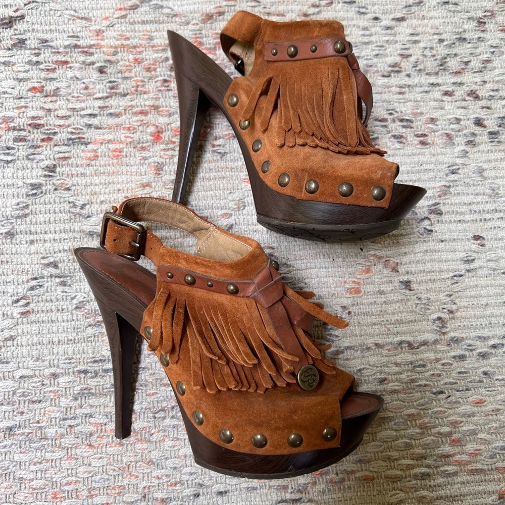 Leather Fringe Heels Jessica Simpson